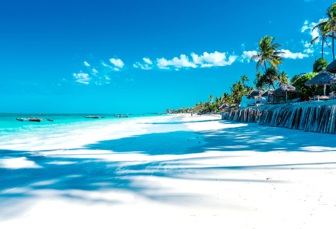 Jambiani is known for its calm atmosphere, long stretch of white sand and some tourist activities like Kitesurfing